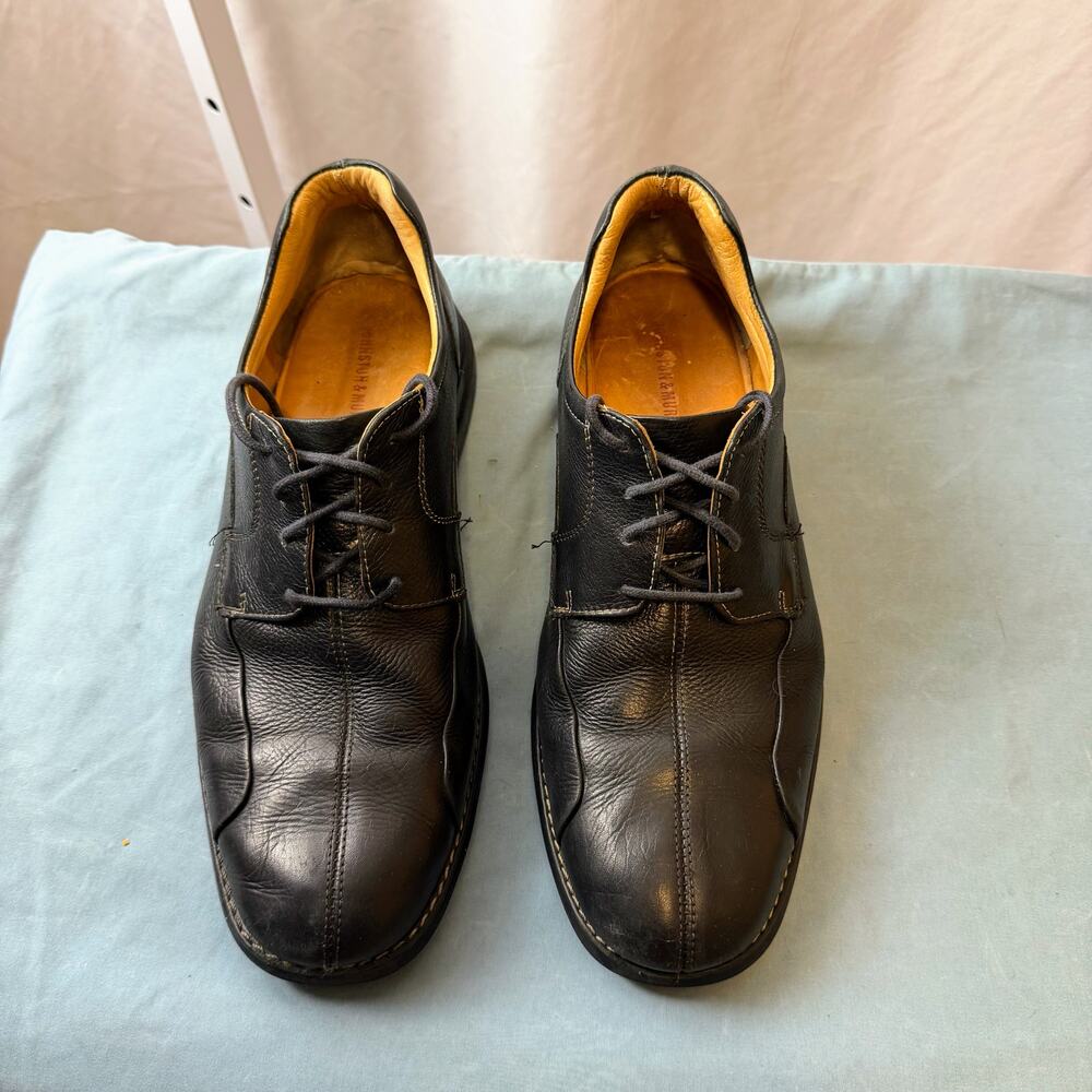 Johnston & Murphy Mens Black Leather Split Toe Derby Oxford Shoes 11 M